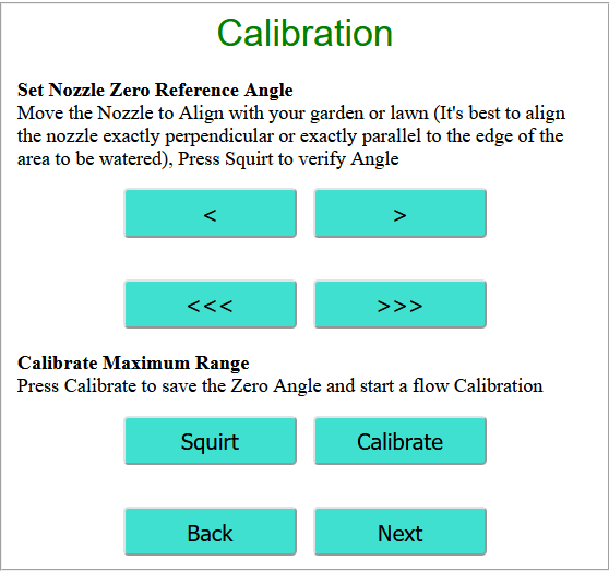 sprinkler WiFi calibration page